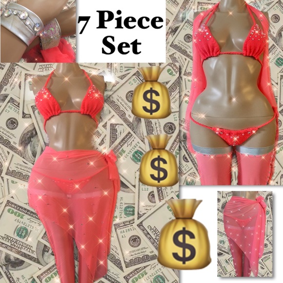 7 Piece Exotic Dancewear Set Size Sm - Picture 1 of 15